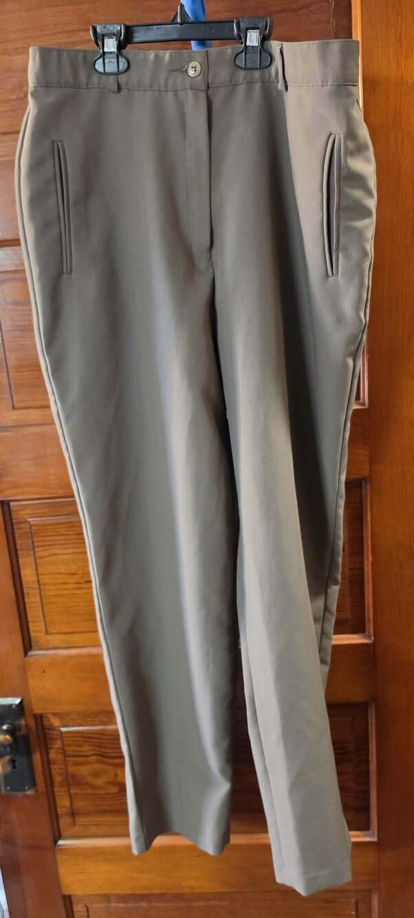 Vintage 90s Liz Baker Pants Womens 14 Brown Olive High Rise Trousers Elastic